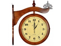 ساعت دیواری چوبی دو طرفه بزرگ