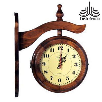 ساعت دیواری دو طرفه چوبی کوچک