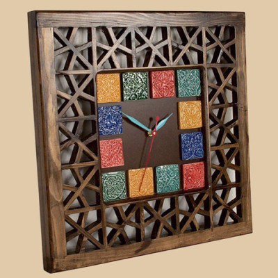 ساعت دیواری چوبی گره چینی