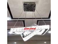 لوستر مدرن کریستالی 7107 دو طبقه مربع