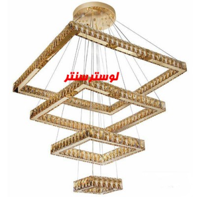 لوستر آویز مدرن کریستالی 80-60-40-20 مربع شامپاین
